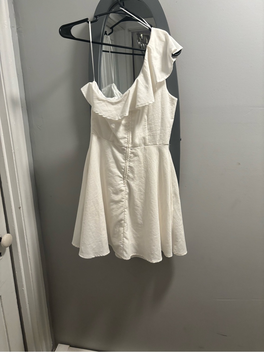 White Ruffle-Trim Women’s Dress - Picture 2 of 2
